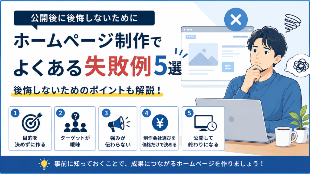 ホームページ制作でよくある失敗例5選｜公開後に後悔しないためのポイント