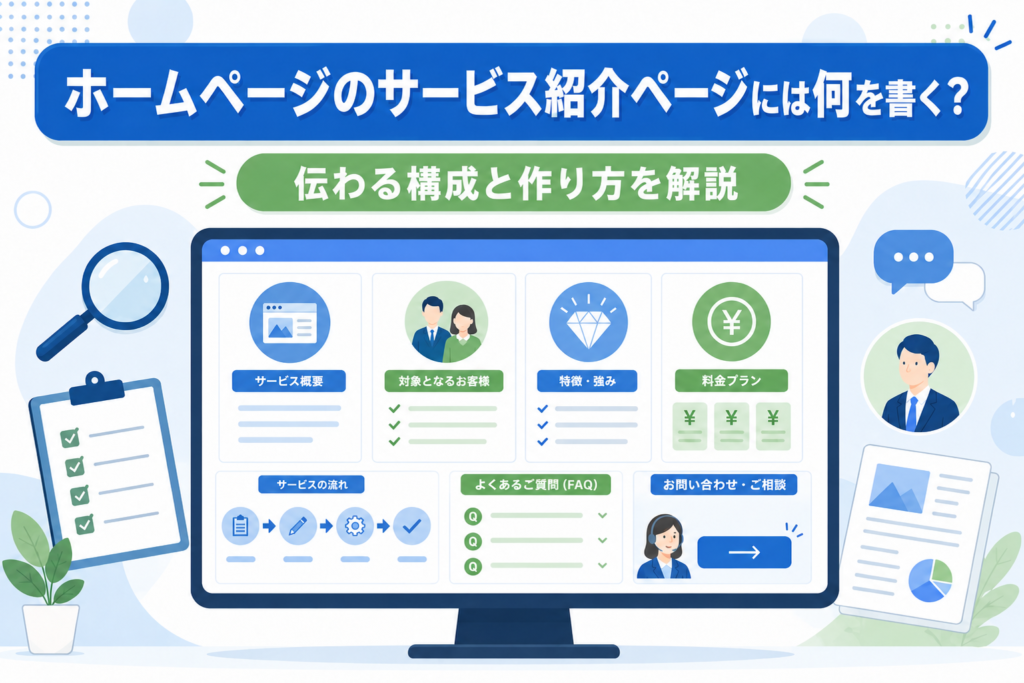 ホームページのサービス紹介ページには何を書く？伝わる構成と作り方を解説