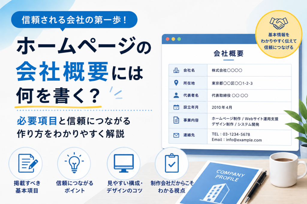 ホームページの会社概要には何を書く？必要項目と信頼につながる作り方